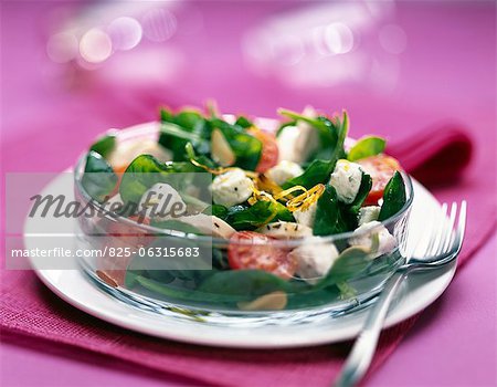 Tomate, fromage, poulet et salade d'épinards pour bébés