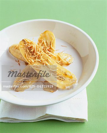 Flambed bananas with ginger