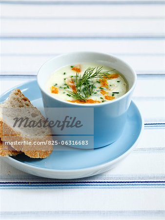 Potato,cucumber and smoked haddock soup