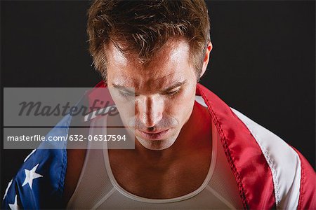 Athlete covered with American flag