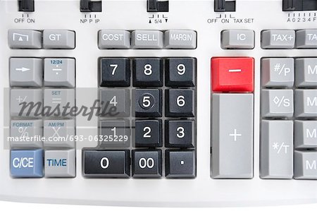 Close-up of pushbuttons of calculator