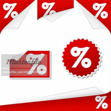 Vector illustration of percentage labels used in retail