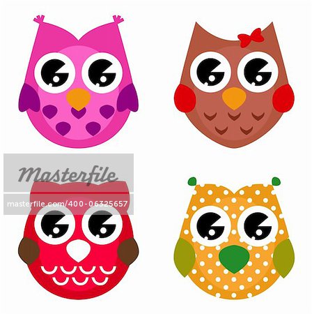 Cute vector owls collection.