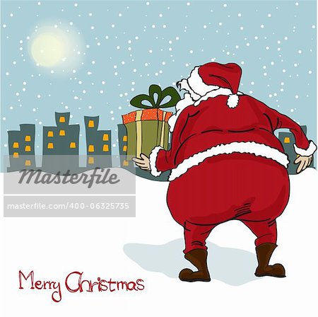 Santa coming, Christmas greeting card