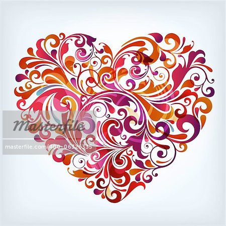 illustration drawing of abstract floral heart