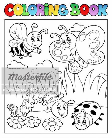 Coloring book bugs theme image 2 - vector illustration.