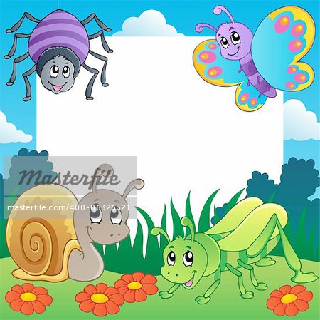 Frame with bugs theme 2 - vector illustration.