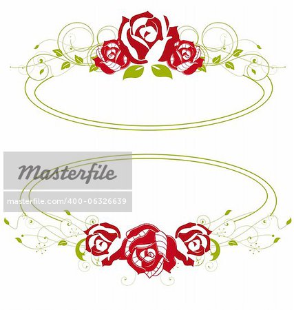 red roses in a green frame