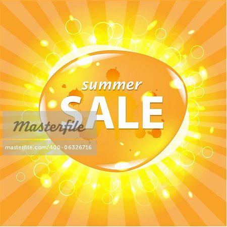 Orange Summer Sale Poster With Bokeh, Vector Illustration