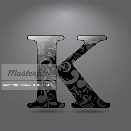 Glossy letter K. Vector illustration