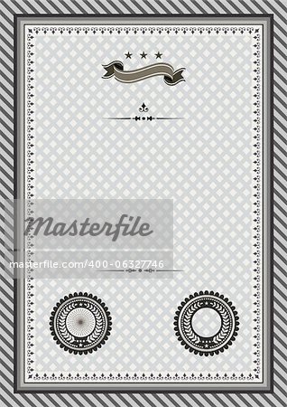 Template for coupon, diploma or certificate with seals and ornaments. Vector illustration, easy to change colors and edit