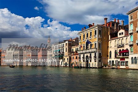 Beautiful buildings on main canal of Venice. Italy. Europe.