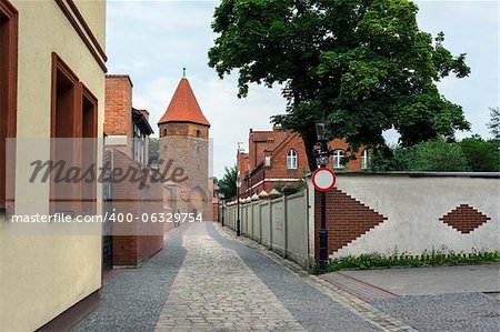 Gothic fortification tower in Lebork, Poland.