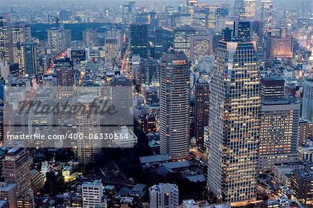 Panoramic view of the high density metropolitan buildings in central Tokyo, Japan