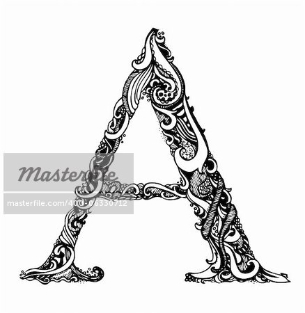 Capital Letter A - Calligraphic Vintage Swirly Style / Hand Drawn / One Element - Color Change Easy / Vector