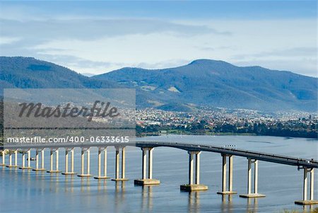 The Tasman bridge crossing of the Derwent river, Hobart, Tasmania, Australia