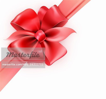 Vector illustration of gift wrapped white paper with a red ribbon and classic bow