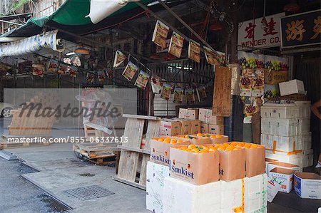 Frisches Obst Großhandel Markt in Yau Ma Tei, Kowloon, Hong Kong