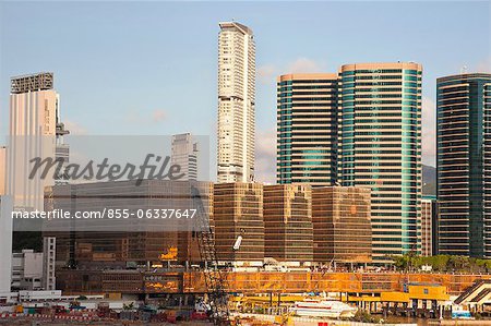 Tsimshatsui skyline de l'ouest de Kowloon, Hong Kong