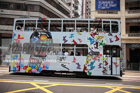 Tramway de la ville sur Johnston Road, Wanchai, Hong Kong