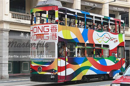 Tram ville exécutant Wanchai, Hong Kong