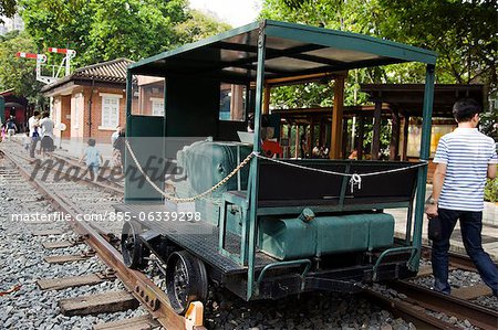 Un moteur diesel à moteur railcar exposée au Musée de chemin de fer de Hong Kong, Taipo, Hong Kong