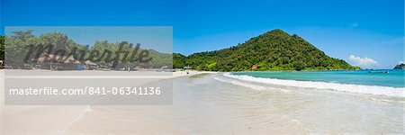 Selong Belanak Beach, Lombok, a panorama of the perfect white sandy beach in the South of Lombok, Indonesia, Southeast Asia, Asia