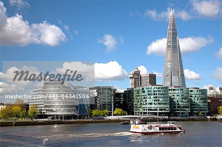View of the Shard, City Hall and More London along the River Thames, London, England, United Kingdom, Europe