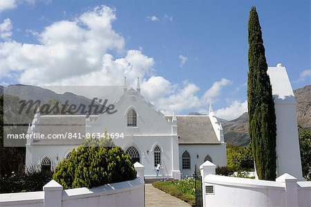 Église réformée néerlandaise datant de 1841, Franschhoek, le vin Route, Province du Cap, Afrique du Sud, l'Afrique