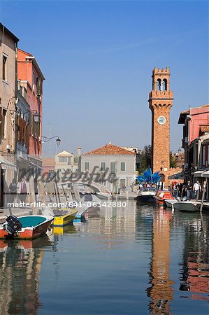 Tour de l'horloge sur l'île de Murano, Venise, Vénétie, Italie, Europe