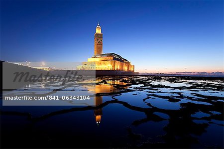 Mosquée de Hassan II, la troisième plus grande mosquée dans le monde, Casablanca, Maroc, l'Afrique du Nord, Afrique