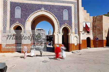 Eintritt in die Medina, Souq, Bab Boujeloud (Bab Bou Jeloud) (blaues Tor), Fez, Marokko, Nordafrika, Afrika