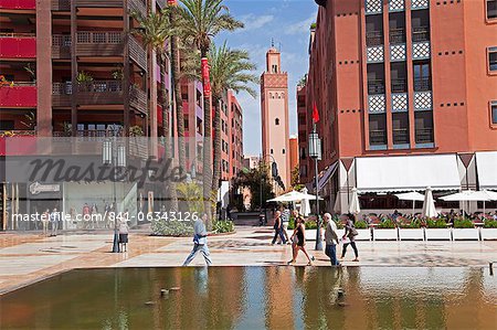 New shopping center and apartments in the wealthy area of Gueliz in Marrakesh, Morocco, North Africa, Africa