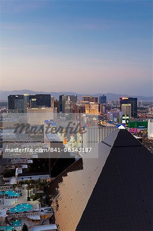 Elevated view of casinos on The Strip, Las Vegas, Nevada, United States of America, North America