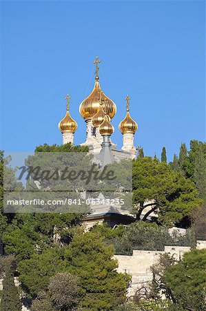 Die Russische Kirche der Maria Magdalena am Ölberg, Jerusalem, Israel, Nahost