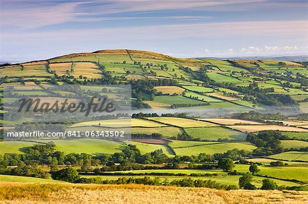 Patchwork fields and rolling countryside, Brecon Beacons National Park, Carmarthenshire, Wales, United Kingdom, Europe