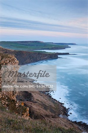 Purbeck coastline viewed from Gad Cliff, Jurassic Coast, UNESCO World Heritage Site, Dorset, England, United Kingdom, Europe