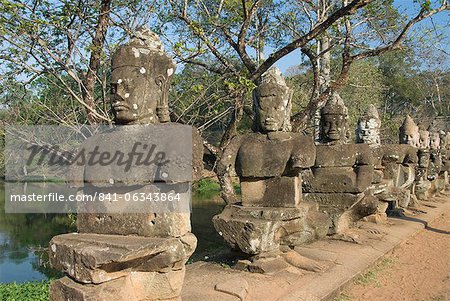 Südtor, Angkor Thom, Angkor Archäologischer Park, UNESCO Weltkulturerbe, Siem Reap, Kambodscha, Indochina, Südostasien, Asien