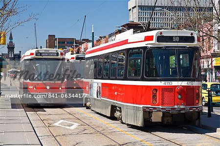 The 510 streetcar is one of eleven remaining streetcar routes in Toronto, Sadina Avenue, Toronto, Ontario, Canada, North America The 510 streetcar is one of eleven remaining streetcar routes in Toronto, Sadina Avenue, Toronto, Ontario, Canada, North America