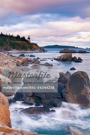 West Quoddy phare, Lubec, Maine, New England, États-Unis d'Amérique, l'Amérique du Nord