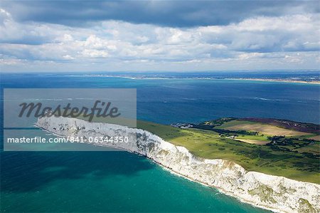 Vue aérienne de l'aiguilles, île de Wight, Angleterre, Royaume-Uni, Europe