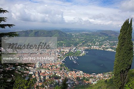 View of the city of Como from Brunate, Lake Como, Lombardy, Italian Lakes, Italy, Europe