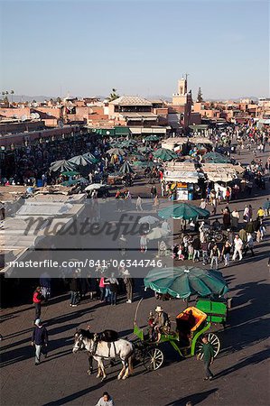 Blick über den Markt, Platz Jemaa El Fna, Marrakesch, Marokko, Nordafrika, Afrika