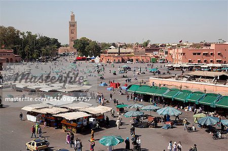 View over market square, Place Jemaa El Fna, Marrakesh, Morocco, North Africa, Africa
