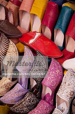 Chaussons colorés, Marrakech, Maroc, Afrique du Nord, Afrique