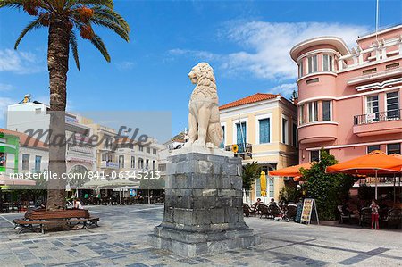 Lion Square, ville de Samos, Samos, îles de l'Égée, Grèce