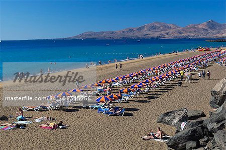 Playa Grande, Puerto del Carmen, Lanzarote, îles Canaries, Espagne, Atlantique, Europe