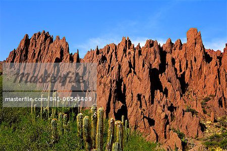 Red rock formations in the Canon Del Inca, Tupiza Chichas Range, Andes, Southwestern Bolivia, South America