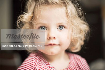 Close up of girls curious face