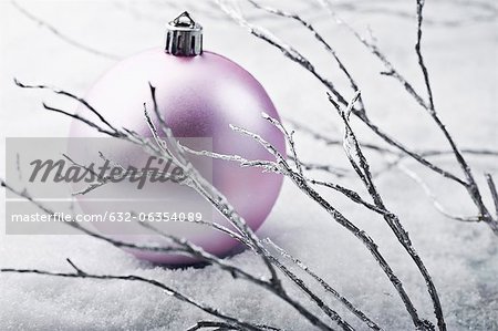 Christmas bauble and silver branches